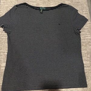 Lauren Ralph Lauren Black & White Striped Tee size L
